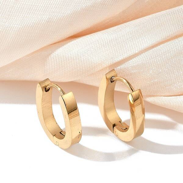 304 Stainless Steel Polishing Effect Hoop Earrings