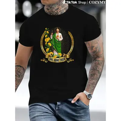 Crewneck T-Shirt San Judas de Tadeo: Mexico's Defender of Lost Causes T-Shirt100% Cotton