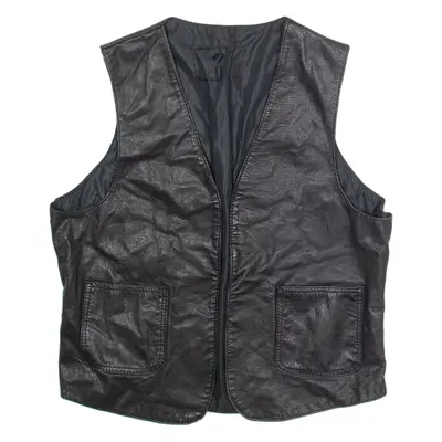 Mens Waistcoat Black Faux Leather S
