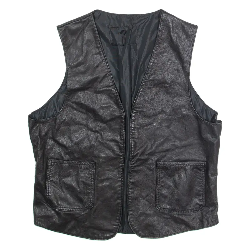 Mens Waistcoat Black Faux Leather S