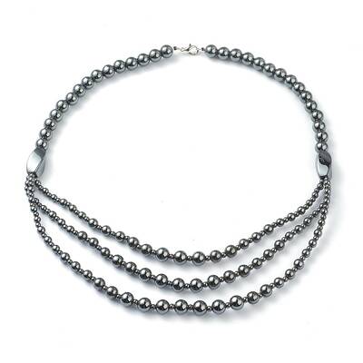 Non-Magnetic Synthetic Hematite Beades 3 Layer Necklaces
