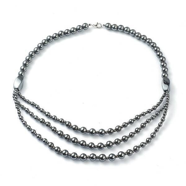Non-Magnetic Synthetic Hematite Beades 3 Layer Necklaces