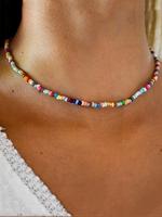 Boho Style Colorful Beaded Necklace, Fashionable Handmade Jewelry for Women & Girls, Trendy All-match & Exquisite Summer Styl...
