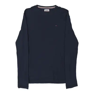 Tommy Jeans Long Sleeve T-Shirt - Small Navy Cotton