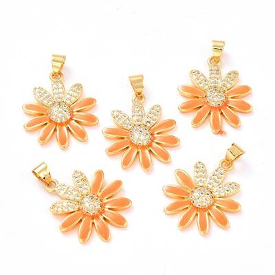 Real 18K Gold Plated Brass Micro Pave Cubic Zirconia Pendants
