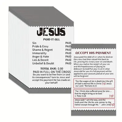 Jesus Paid It All Card, 100pcs Pocket Gospel Prayer Card, Bible Verse Card Gift for Friends & Family