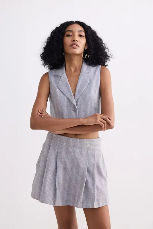 Cotton Tweed Skort in Grey | Color: Silver Strides | Size: XS