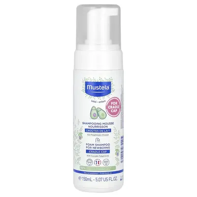 Mustela Foam Shampoo for Newborns with Avocado Polyphenols, For Cradle Cap, 5.07 fl oz (150 ml)