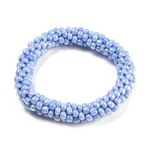 Crochet Glass Beads Braided Stretch Bracelet