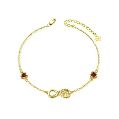 Infinity Symbol Heart White Gold Plated Sterling Silver Zircon Anklet for Women