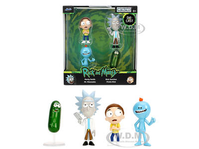 Set of 4 Diecast Figures Rick and Morty (2013-Current) TV Series Metalfigs Series Diecast Models by Jada