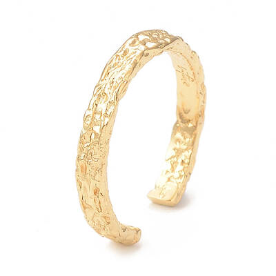 Ion Plating(IP) 304 Stainless Steel Textured Open Cuff Ring for Women