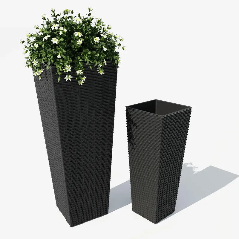 Garvee 2 Pack Large Planters for Indoor Plants, Outdoor Tall Planter with Drainage Holes, Plant Pots for Trees Flowers, All-W...