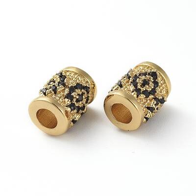 Brass Micro Pave Cubic Zirconia Beads