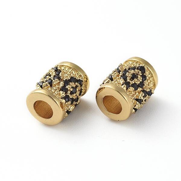 Brass Micro Pave Cubic Zirconia Beads
