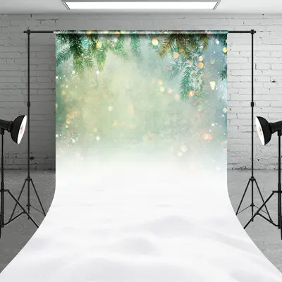 Pine Leaves Light Bokeh Snow Christmas Sweep Backdrop - Aperturee