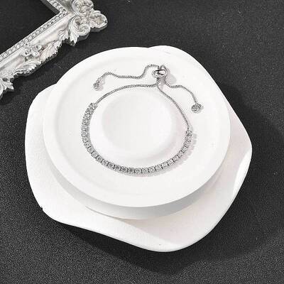Adjustable Brass Micro Pave Cubic Zirconia Bracelets