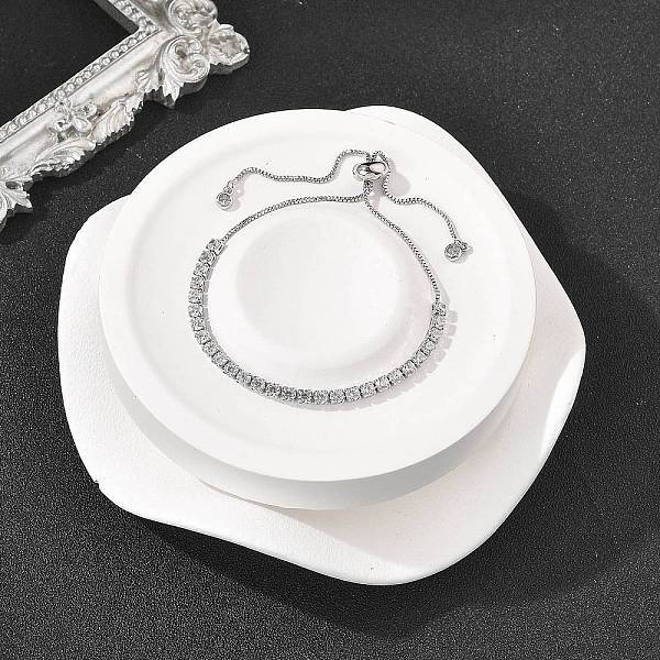 Adjustable Brass Micro Pave Cubic Zirconia Bracelets