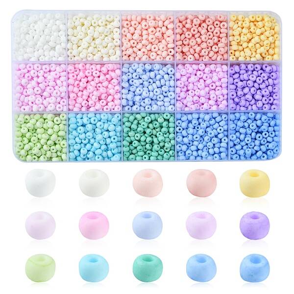 2250Pcs 15 Colors 6/0 Glass Seed Beads