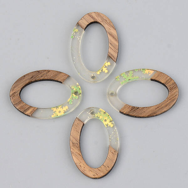 Transparent Resin & Walnut Wood Pendants