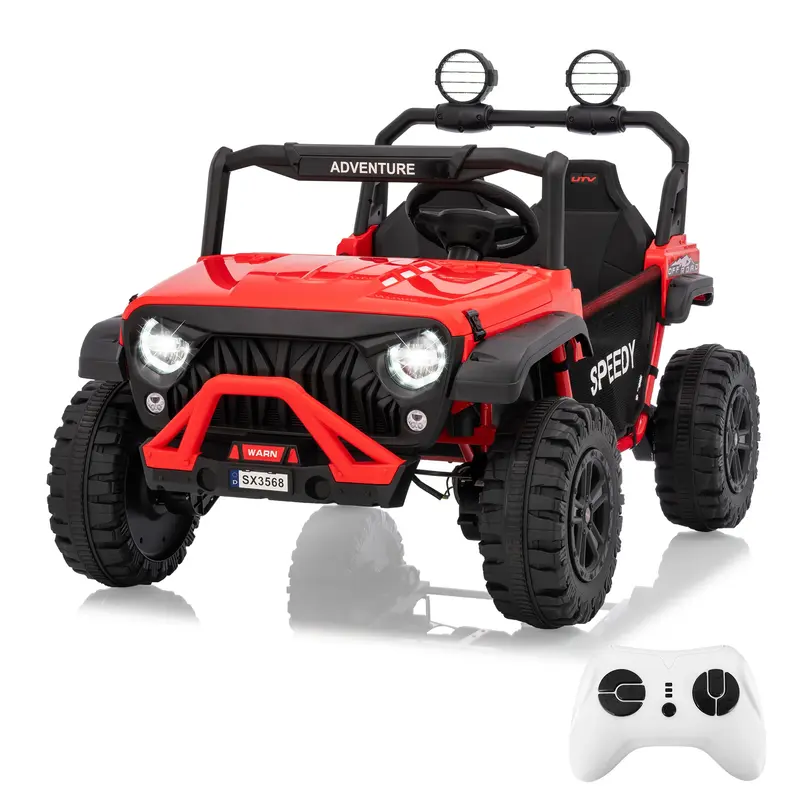 Garvee Ride P Series 24V Kids Toddler Ride On Truck 4WD 3 Speeds Large 7AH Battery Bluetooth MP3 Parent Safety Brake Red Outd...