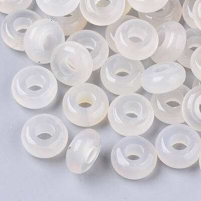 Natural White Agate European Beads