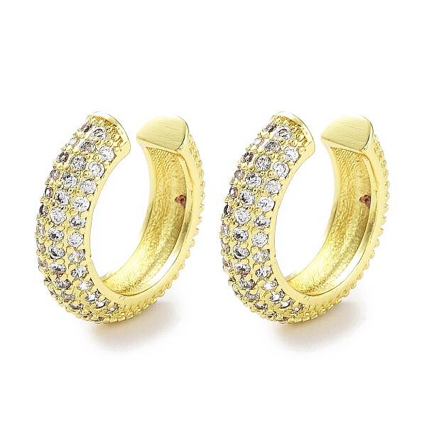 Brass Micro Pave Cubic Zirconia Cuff Earrings for Women