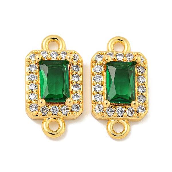 Brass Pave Clear & Green Cubic Zirconia Connector Charms