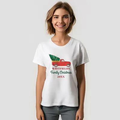 Red Truck Christmas Family Reunion Custom T-Shirt