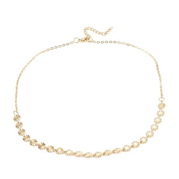 PVD Vacuum Plating 304 Stainless Steel Flat Round Link Chain Necklaces
