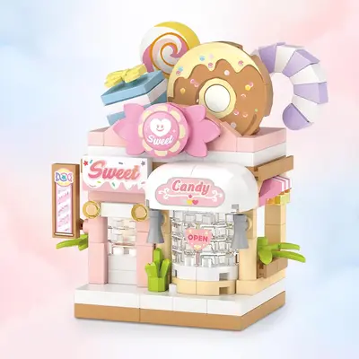150pcs/set Candy Shop Micro Building Block Set, Miniature Model Building Toy For Kids