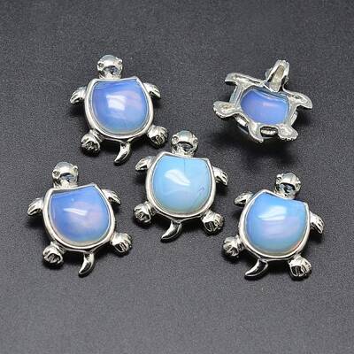 Tortoise Platinum Plated Brass Opalite Pendants