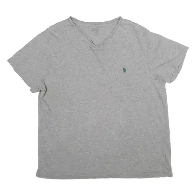 POLO RALPH LAUREN Mens T-Shirt Grey V-Neck L