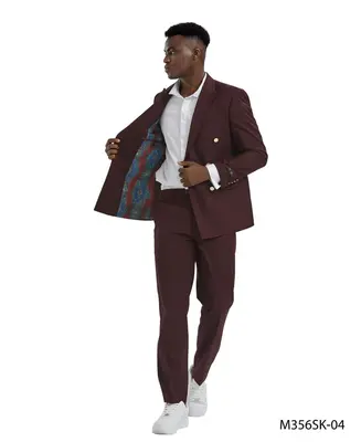 Tazio Men's 2pc Skinny Fit Suit w/ Gold Buttons