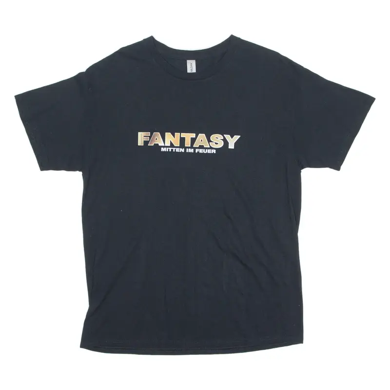 GILDAN Fantasy Mens Band T-Shirt Black Crew Neck L