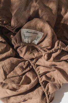 Linen fitted sheet in Rosy Brown | Size: EU Single