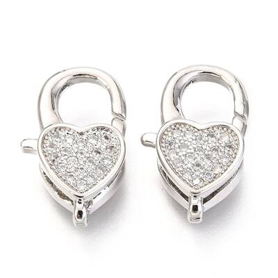 Brass Micro Pave Cubic Zirconia Lobster Claw Clasps