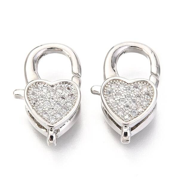 Brass Micro Pave Cubic Zirconia Lobster Claw Clasps