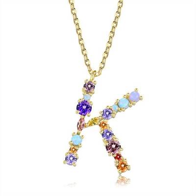 Brass Micro Pave Cubic Zirconia Pendant Necklaces
