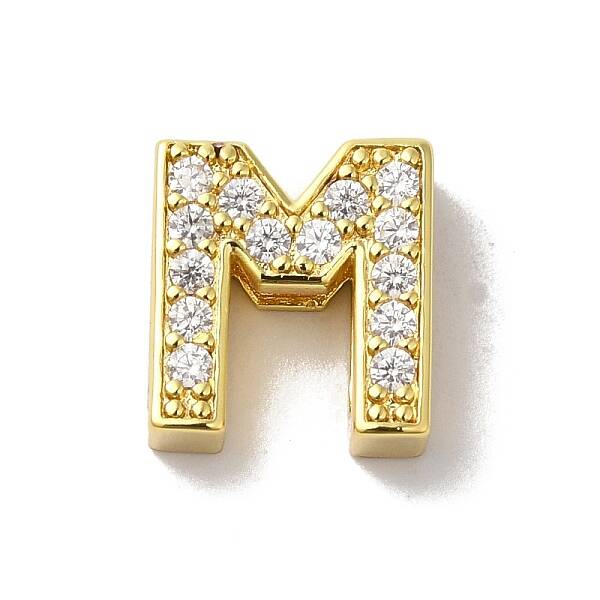 Brass Micro Pave Cubic Zirconia Beads