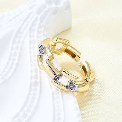 Brass Micro Pave Clear Cubic Zirconia Cuff Rings for Women