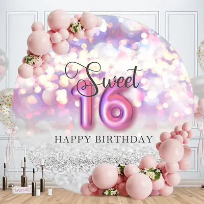 Fantasy Light Bokeh Sweet 16 Round Birthday Backdrop - Aperturee