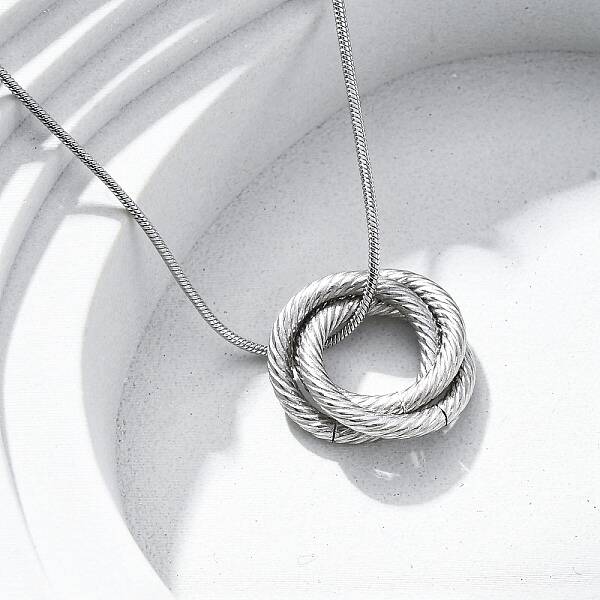 304 Stainless Steel Triple Circles Pendant Necklaces for Women