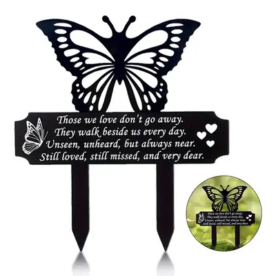 Butterfly Grave Decorations For Cemetery, 1 Count Memorial Butterfly Garden Stake, Grave Markers For Humans Black Sympathy Ga...