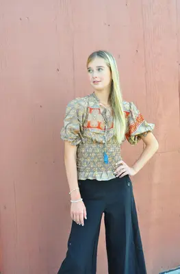 Nostalgic Corset Top - Upcycled | Size: L/XL | Color: Earth Tones