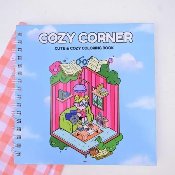 Halloween Fall Gift Little Corner Super Cute Spiral Binding  Coloring Book for Adults and Teens with Cozy Hygge Spaces for Re...