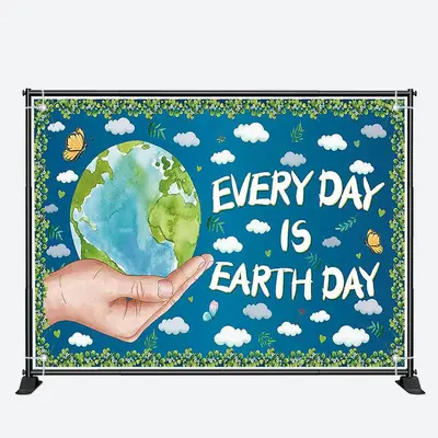 Green Make Everyday Earth Day Theme Backdrop Decor - Aperturee