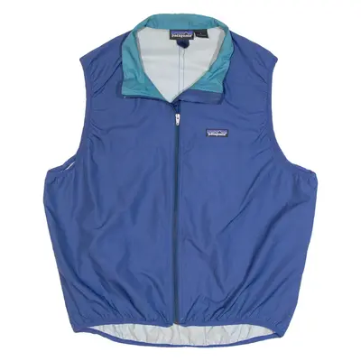 PATAGONIA Sleeveless Mens Track Jacket Blue Nylon Hooded L