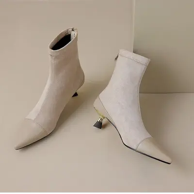 CHIKO Batoul Pointy Toe Kitten Heels Ankle Boots