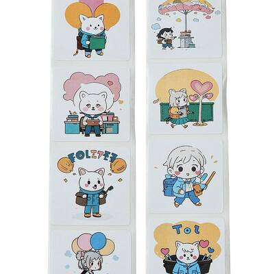 8 Styles Self-Adhesive Paper Cartoon Reward Stickers